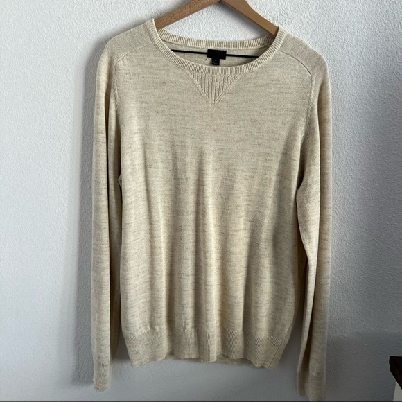J. Crew Neutral Linen Wool Alpaca Blend Sweater Long Sleeve Shirt Large - Picture 1 of 8